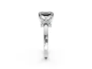 Floral Engagement Ring Setting for Emerald Cut Center with Marquise Cluster Shoulders and Prong Head in White Gold