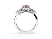 Cluster Engagement Ring Setting for Fancy Pink Oval Center with 2-Row Shoulder Clusters and Prong Head in Sterling Silver