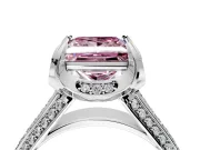 Solitaire Engagement Ring Setting for Fancy Pink Princess Cut Center with Accented Split Shank and Prong Head in Sterling Silver