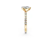 Solitaire Engagement Ring Setting for Pear-Shaped Center with Fine Pave Accents and Prong Head in Yellow Gold