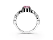 Milgrain Bezel Engagement Ring Setting for Fancy Pink Cushion Cut Center with Marquise Stations and Bezel Head in White Gold