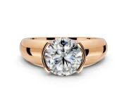 Tension Engagement Ring Setting for Round Cut Center with Wide Flat Band and Tension Head in Rose Gold