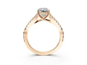 Solitaire Engagement Ring Setting for Radiant Cut Center with Pave Split Shank and Prong Head in Rose Gold