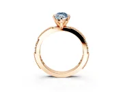 Solitaire Engagement Ring Setting for Fancy Blue Marquise Center with Milgrain-Edged Pave Band and Prong Head in Rose Gold