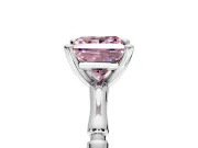 Solitaire Engagement Ring Setting for Fancy Pink Princess Cut Center with Bamboo Band and Prong Head in Platinum