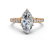 Solitaire Engagement Ring Setting for Marquise Center with Crossover Accents and Prong Head in Rose Gold