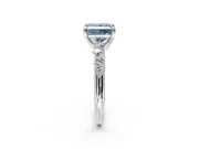 Solitaire Engagement Ring Setting for Fancy Blue Princess Cut Center with Trailing Leaf Accent Band and Prong Head in Platinum