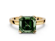 Solitaire Engagement Ring Setting for Fancy Green Asscher Cut Center with Plain Band and Flat Tab Prong Head in Yellow Gold