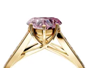 Solitaire Engagement Ring Setting for Fancy Pink Heart-Shaped Center with Cathedral Channel Band and Prong Head in Yellow Gold