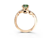 Solitaire Engagement Ring Setting for Fancy Green Cushion Cut Center with Filigree Band and Prong Head in Rose Gold