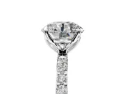 Solitaire Engagement Ring Setting for Round Cut Center with Fine Pave Accents and Prong Head in Platinum