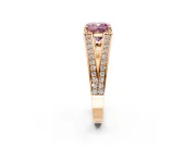 Split Shank Engagement Ring Setting for Fancy Pink Cushion Cut Center with Pave Split Shank and Prong Head in Rose Gold
