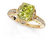 Floral Engagement Ring Setting for Fancy Yellow Radiant Cut Center with Four Accent Clusters and Prong Head in Yellow Gold