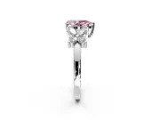 Floral Engagement Ring Setting for Fancy Pink Pear-Shaped Center with Marquise Cluster Shoulders and Prong Head in Platinum