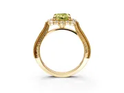 Milgrain Halo Engagement Ring Setting for Fancy Yellow Radiant Cut Center with Bezel Point Accents and Prong Head in Yellow Gold