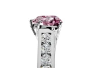 Solitaire Engagement Ring Setting for Fancy Pink Heart-Shaped Center with Cathedral Channel Band and Prong Head in White Gold