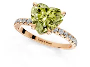 Solitaire Engagement Ring Setting for Fancy Yellow Heart-Shaped Center with Fine Pave Narrow Band and Prong Head in Rose Gold
