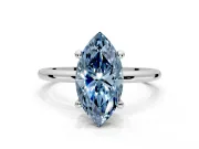 Minimalist Solitaire Engagement Ring Setting for Fancy Blue Marquise Center with Thin Band and Prong Head in Platinum