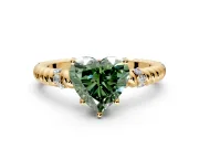Rope Engagement Ring Setting for Fancy Green Heart-Shaped Center with Accent Shoulders and Prong Head in Yellow Gold
