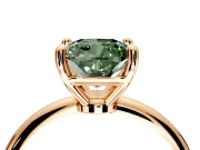 Minimalist Solitaire Engagement Ring Setting for Fancy Green Cushion Cut Center with Thin Band and Prong Head in Rose Gold