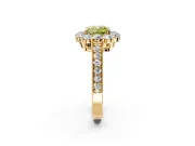 Halo Engagement Ring Setting for Fancy Yellow Cushion Cut Center with Milgrain Channel Band and Prong Head in Yellow Gold