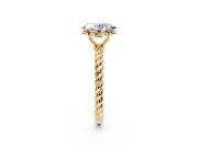 Solitaire Engagement Ring Setting for Oval Center with Plain Twisted Rope Band and Prong Head in Yellow Gold