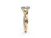 Crossover Engagement Ring Setting for Fancy Blue Pear-Shaped Center with Pave and Plain Strands and Prong Head in Yellow Gold
