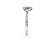 Solitaire Engagement Ring Setting for Fancy Blue Pear-Shaped Center with Fine Pave Band and Prong Head in Sterling Silver