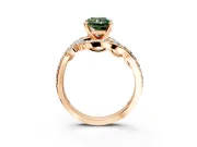 Solitaire Engagement Ring Setting for Fancy Green Radiant Cut Center with Pave Bypass Twist Band and Prong Head in Rose Gold