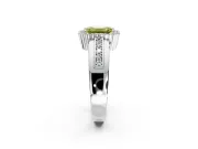 Halo Engagement Ring Setting for Fancy Yellow Emerald Cut Center with Wide Band, Inlaid Accent Row and Prong Head in Platinum