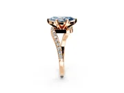 Solitaire Engagement Ring Setting for Fancy Blue Marquise Center with Pave Bypass Swirl Band and Prong Head in Rose Gold