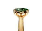 Solitaire Engagement Ring Setting for Fancy Green Oval Center with Reverse Tapered Band and Prong Head in Yellow Gold