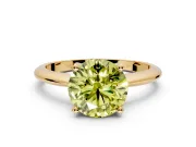 Solitaire Engagement Ring Setting for Fancy Yellow Round Cut Center with Knife Ridge Band and Claw Prong Head in Yellow Gold