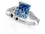 Solitaire Engagement Ring Setting for Fancy Blue Radiant Cut Center with Twisted Pave Split Shank and Prong Head in Sterling Silver