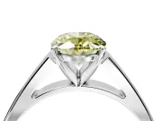 Solitaire Engagement Ring Setting for Fancy Yellow Oval Center with Tapered Split Shoulders and Prong Head in Platinum