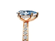 Solitaire Engagement Ring Setting for Fancy Blue Pear-Shaped Center with Fine Pave Band and Prong Head in Rose Gold