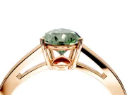 Solitaire Engagement Ring Setting for Fancy Green Pear-Shaped Center with Open Cathedral Shoulders and Prong Head in Rose Gold