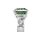 5 Stone Engagement Ring Setting for Fancy Green Princess Cut Center with Plain Band and Prong Head in White Gold