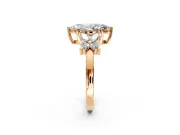 Floral Engagement Ring Setting for Marquise Center with Marquise Cluster Shoulders and Prong Head in Rose Gold