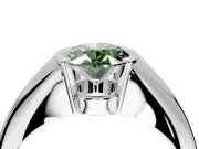 Tension Engagement Ring Setting for Fancy Green Oval Center with Wide Tapered Band and Tension Head in Platinum