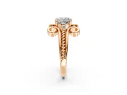 Solitaire Engagement Ring Setting for Cushion Cut Center with Twisted Band and Scroll Prong Head in Rose Gold