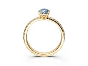 Solitaire Engagement Ring Setting for Fancy Blue Pear-Shaped Center with Large Accents and Prong Head in Yellow Gold