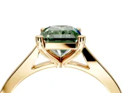 Solitaire Engagement Ring Setting for Fancy Green Radiant Cut Center with Tapered Shoulders and Prong Head in Yellow Gold