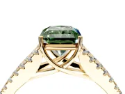 Solitaire Engagement Ring Setting for Fancy Green Radiant Cut Center with Pave Split Shank and Prong Head in Yellow Gold