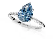 Solitaire Engagement Ring Setting for Fancy Blue Pear-Shaped Center with Plain Twisted Rope Band and Prong Head in White Gold