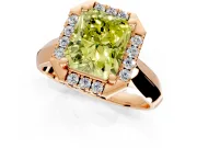 Halo Engagement Ring Setting for Fancy Yellow Radiant Cut Center with Square Band and Prong Head in Rose Gold