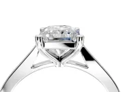 Solitaire Engagement Ring Setting for Radiant Cut Center with Tapered Shoulders and Prong Head in Platinum