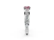 Solitaire Engagement Ring Setting for Fancy Pink Cushion Cut Center with Graduated Shared Prongs and Prong Head in Sterling Silver