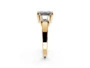 3 Stone Engagement Ring Setting for Emerald Cut Center with Matching Side Accents and Prong Head in Yellow Gold