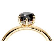 Hidden Halo Engagement Ring Setting for Fancy Black Marquise Center with Thin Rounded Band and Prong Head in Yellow Gold